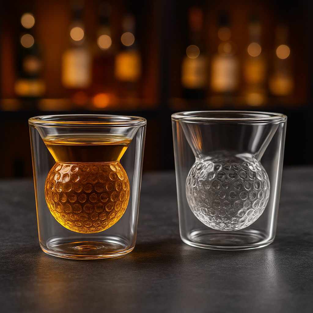 Golf whiskey glass with golf ball design - perfect whiskey gift for golf lovers and golf-themed barware