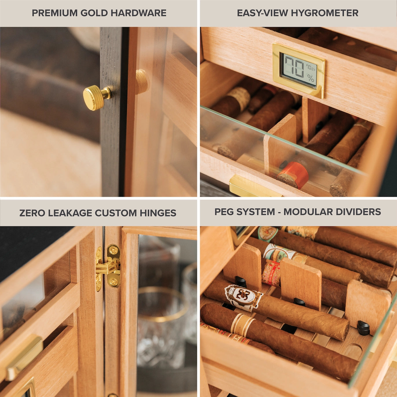The Luca Humidor Cabinet – Black Ash & Gold.