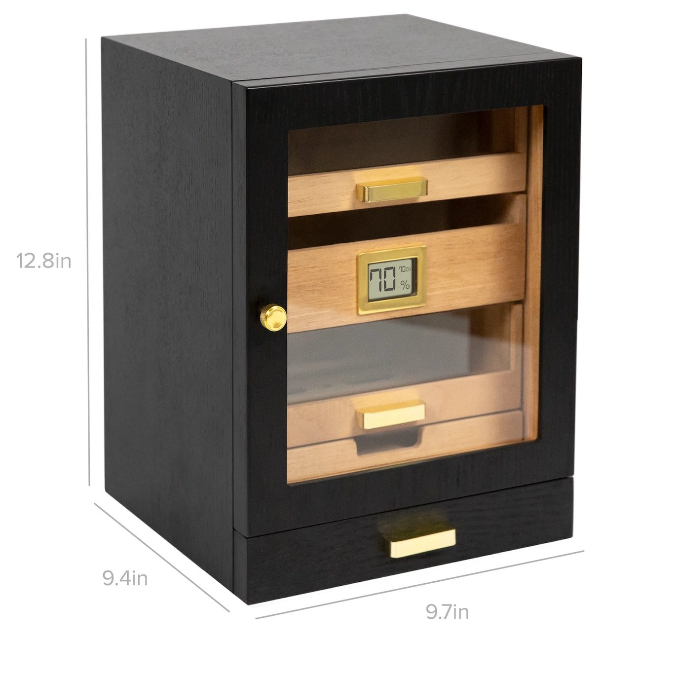 The Luca Humidor Cabinet – Black Ash & Gold.