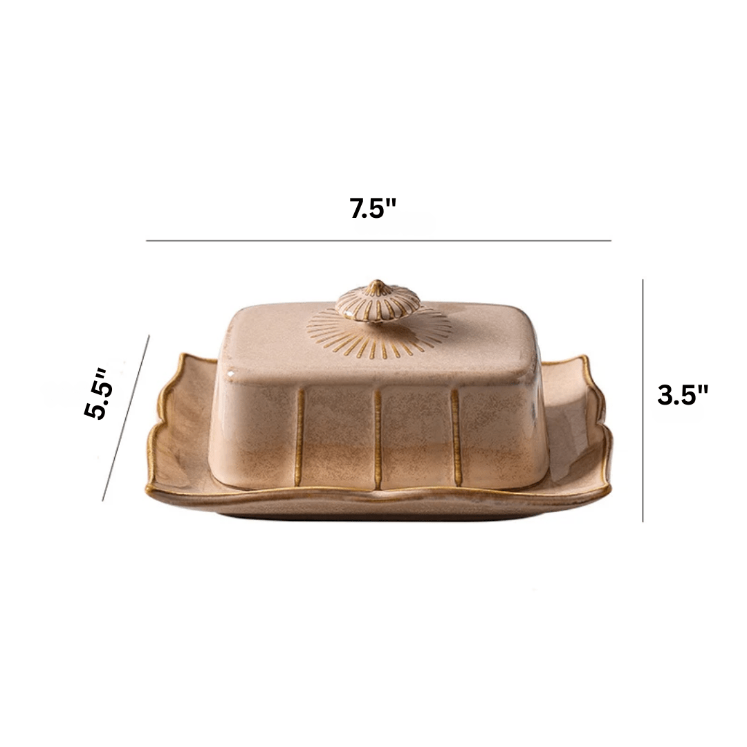 Elegant French vintage butter keeper crock, ceramic rustic kitchenware, farmhouse style butter holder