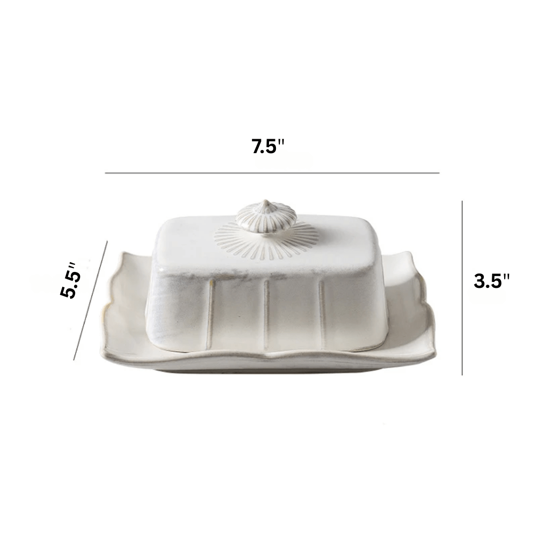 Elegant French vintage butter keeper crock, ceramic rustic kitchenware, farmhouse style butter holder