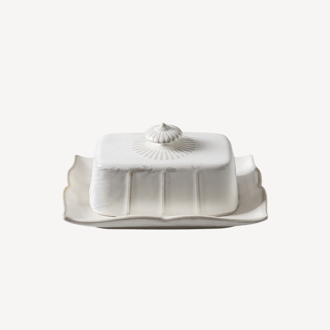 Elegant French vintage butter keeper crock, ceramic rustic kitchenware, farmhouse style butter holder