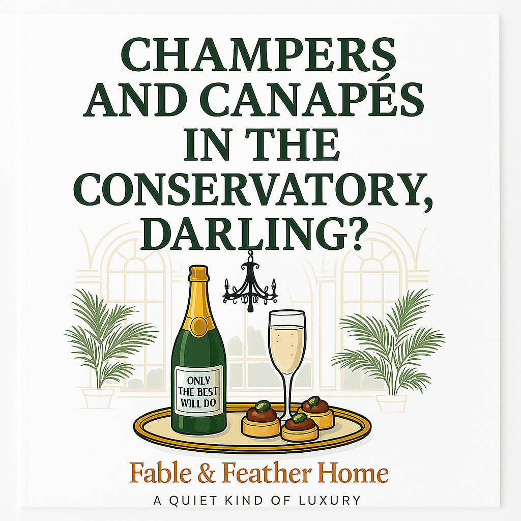 Champers and Canapés in the Conservatory, Darling – Tea Towel.