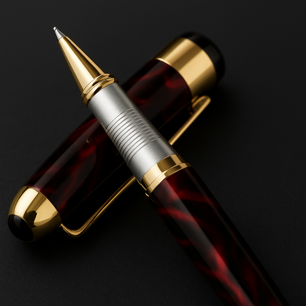 Luxury Red and Gold Rollerball Pen – Imperial Crest.
