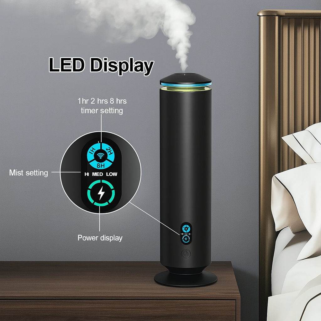Veloura luxury LED scent diffuser black with remote control, modern waterless fragrance diffuser for elegant home ambiance