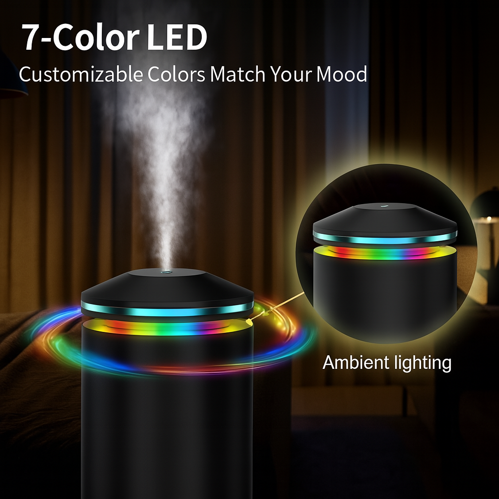 Veloura luxury LED scent diffuser black with remote control, modern waterless fragrance diffuser for elegant home ambiance