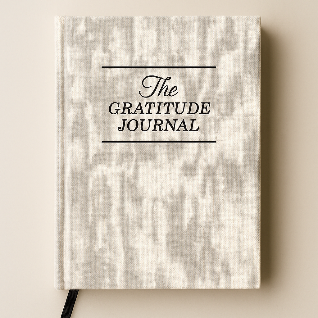 Luxury flat lay Gratitude Journal setup