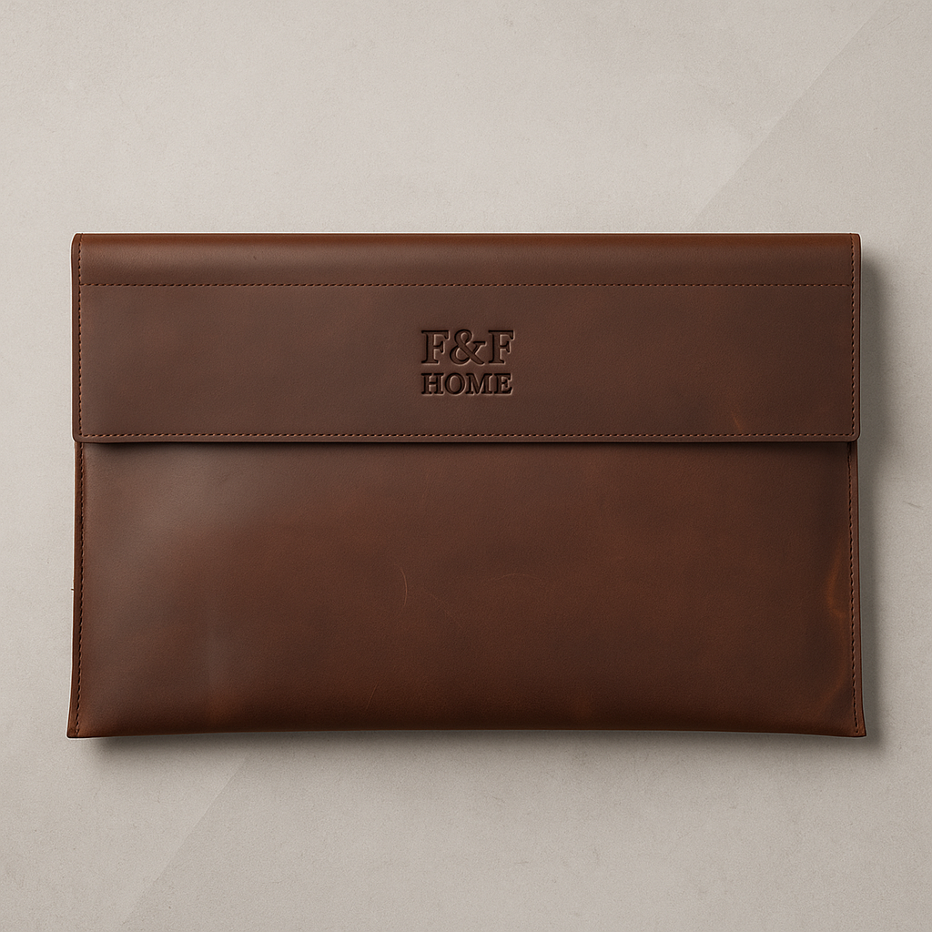 Slim Leather Laptop Sleeve – 13–16 Inch Envelope Style with Magnetic Flap.