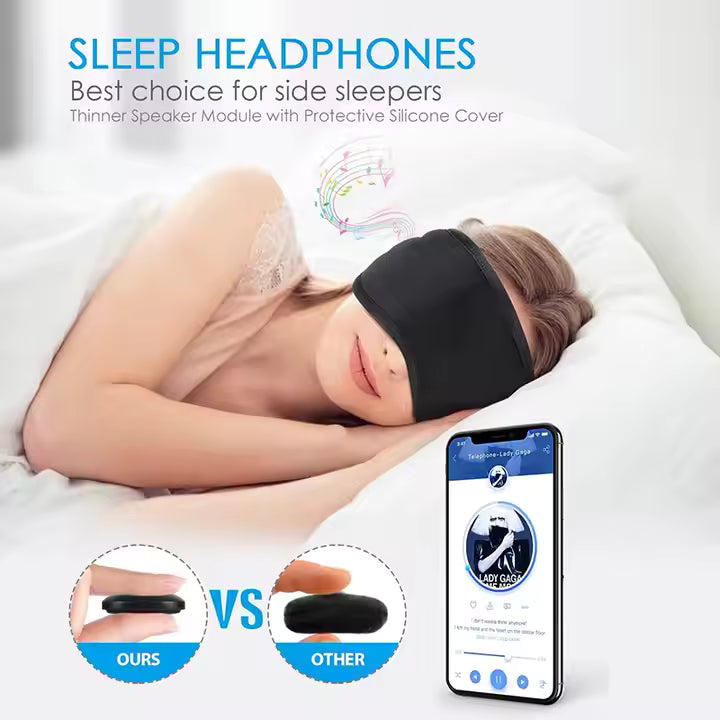 Bluetooth blackout eye mask with wireless audio, a modern luxury sleep accessory for peaceful rest