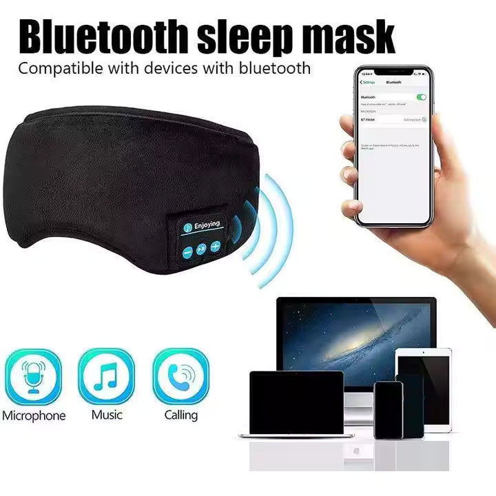 Bluetooth blackout eye mask with wireless audio, a modern luxury sleep accessory for peaceful rest