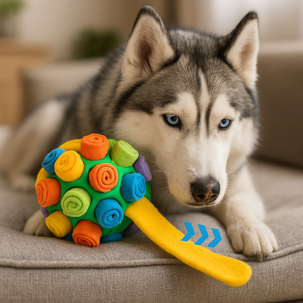 Bright fleece dog puzzle feeder — Canadian pet boutique product