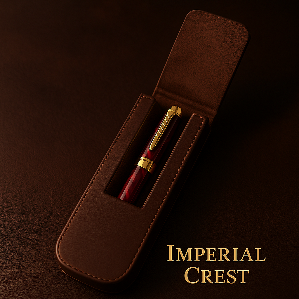 Luxury Red and Gold Rollerball Pen – Imperial Crest.