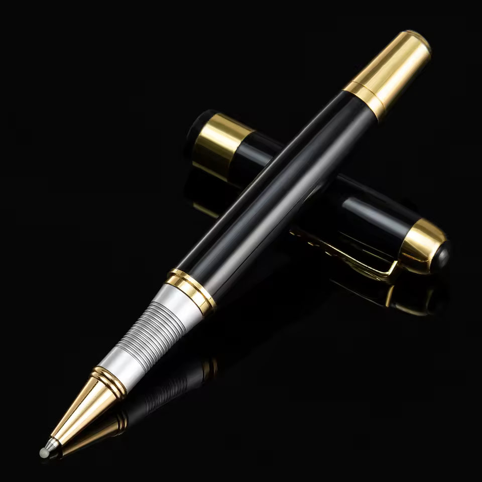 Imperial Onyx luxury rollerball pen in black and gold, executive gift pen for professionals and collectors