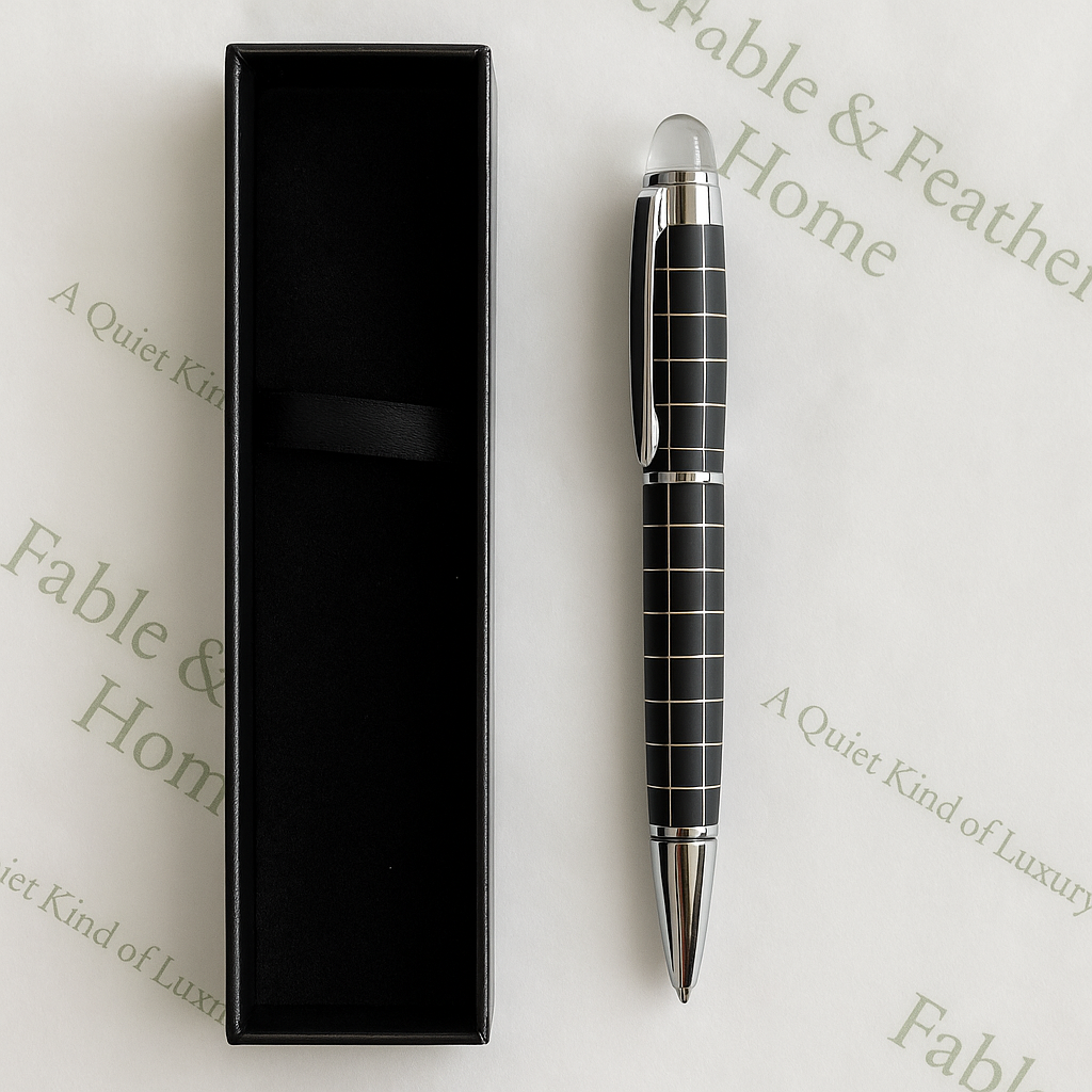 Luxury metal finish ballpoint pen, eco-friendly refillable twist-action pen, premium writing instrument for professionals