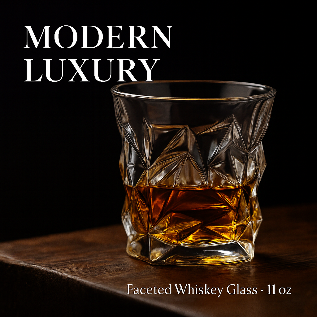 Diamond-Cut Rock Glass – 11oz Heavy Weighted.