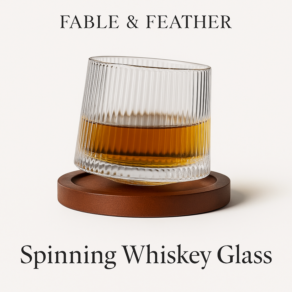 Crystal spinning whiskey tumbler close-up