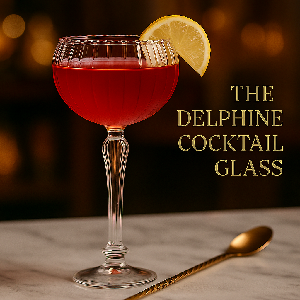 Delphine elegant cocktail glass collection featuring coupe and martini glasses perfect for luxury bar cart glassware