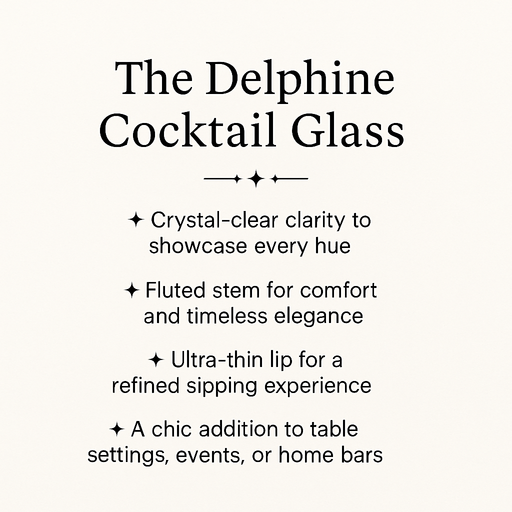 Delphine elegant cocktail glass collection featuring coupe and martini glasses perfect for luxury bar cart glassware