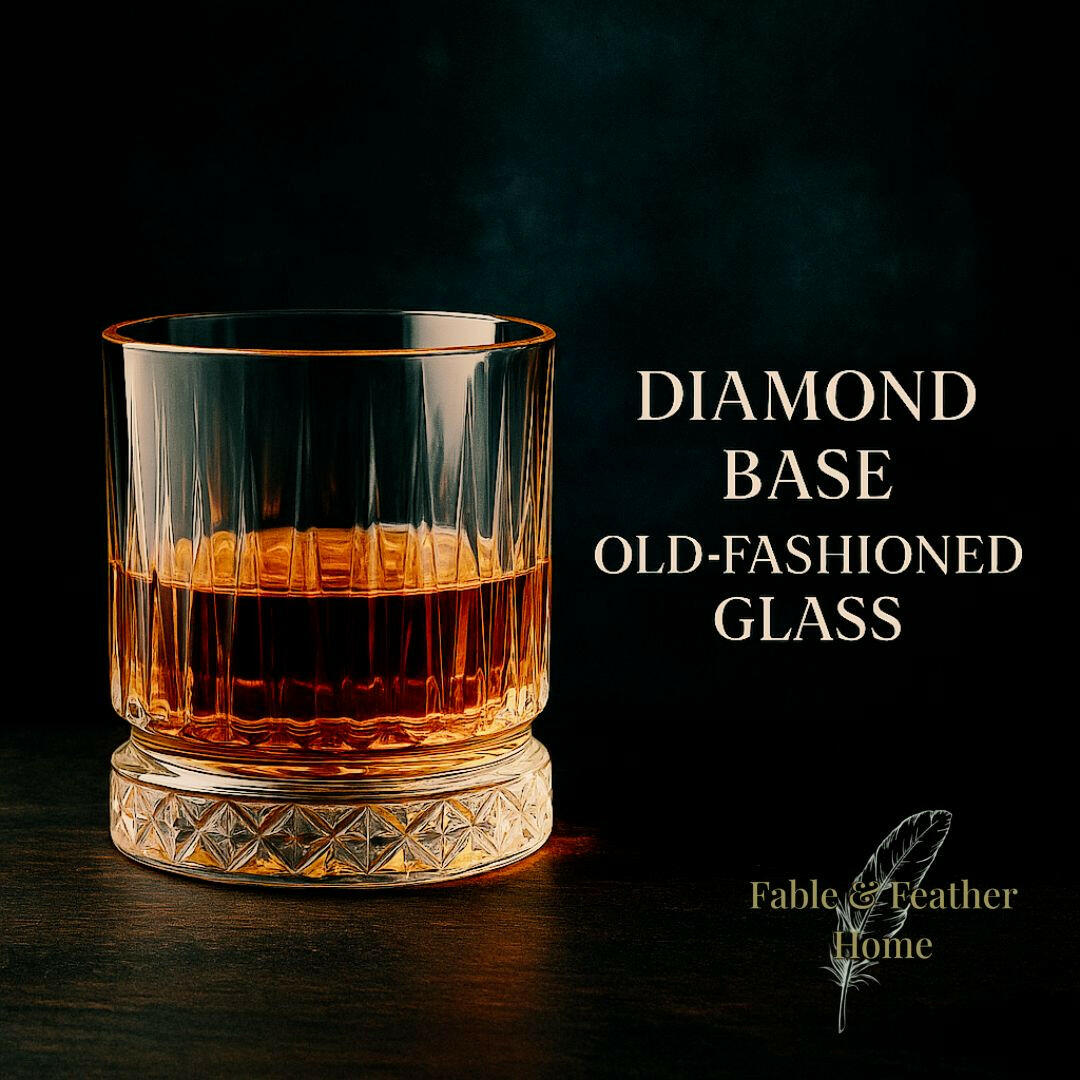 Luxury diamond base whiskey glass, 360ml old-fashioned tumbler for bourbon and cocktail enthusiasts
