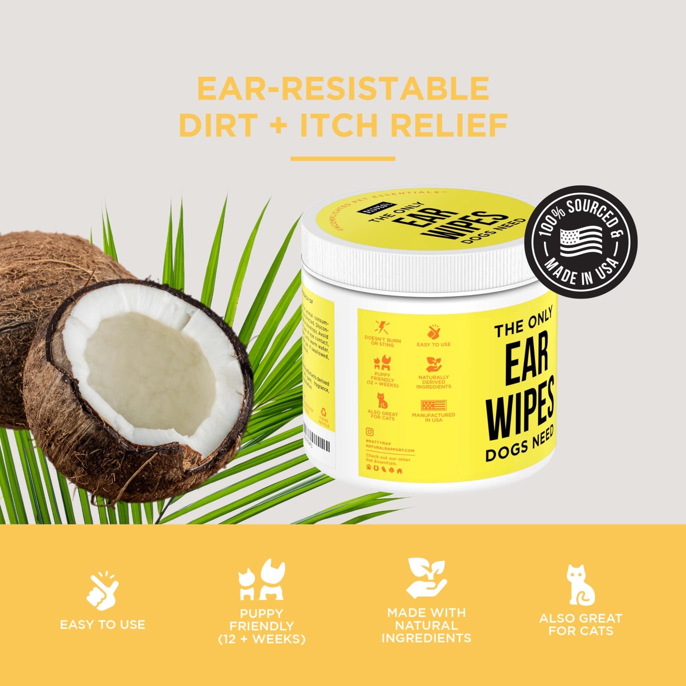 Natural ear wipes that are alcohol free, moisturize and soothe for gentle and effective ear care