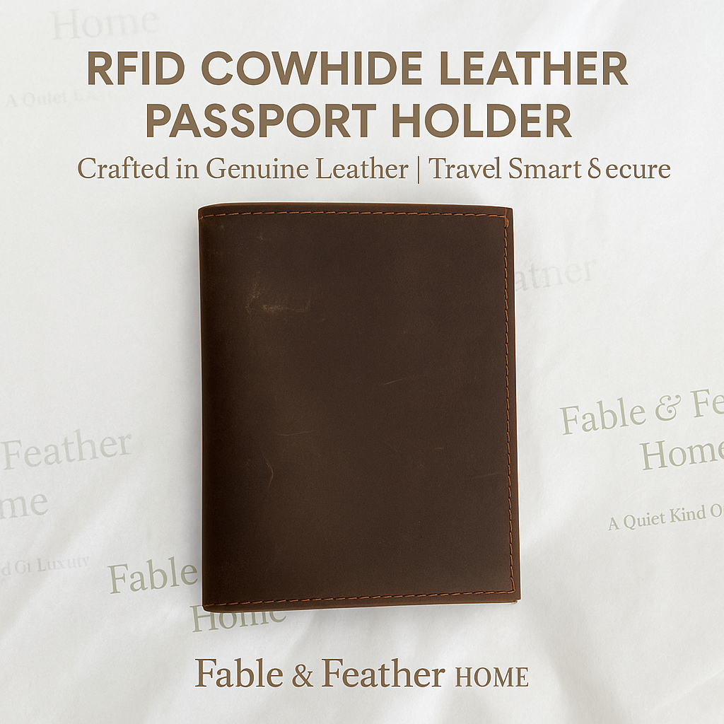 RFID Passport Wallet in luxury leather with AirTag holder, perfect RFID blocking travel case for secure journeys
