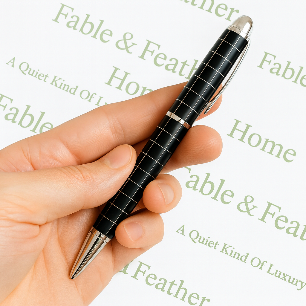 Luxury metal finish ballpoint pen, eco-friendly refillable twist-action pen, premium writing instrument for professionals