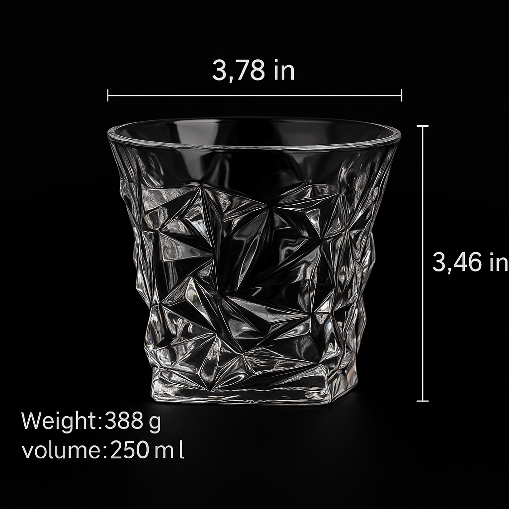 Diamond-Cut Rock Glass – 11oz Heavy Weighted.