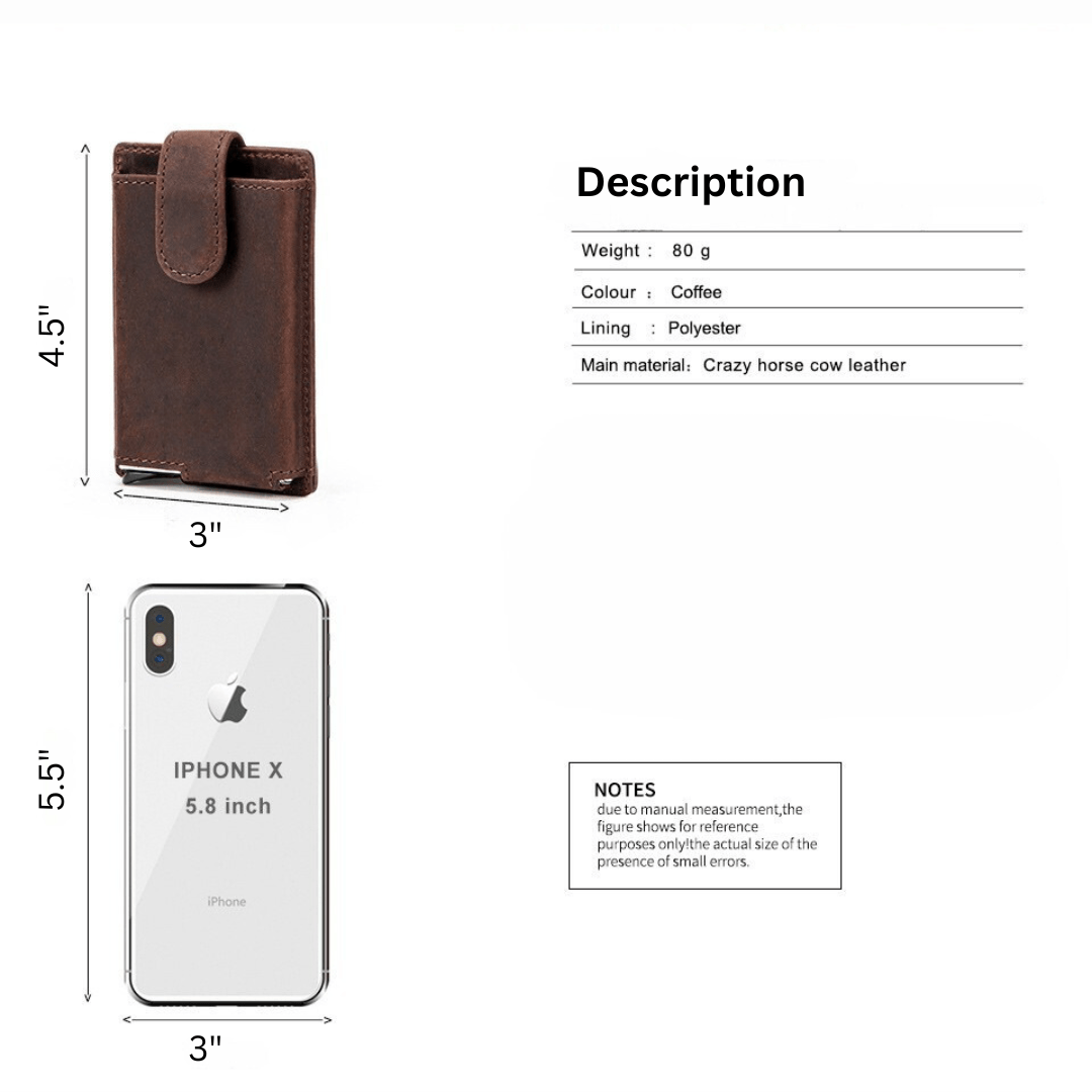 RFID leather card holder in slim minimalist wallet design, The Hawthorne pop-up card case for luxury essentials