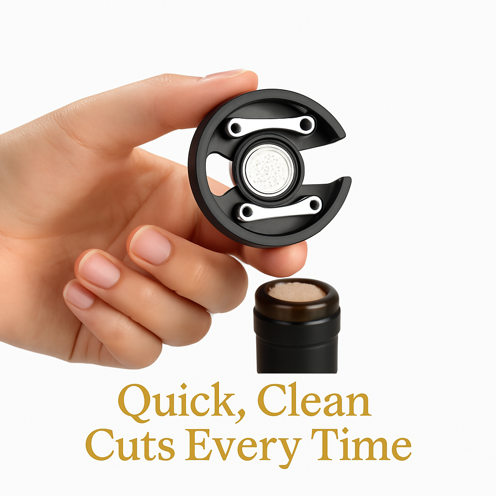 Wine bottle foil cutter included for quick, clean cuts.