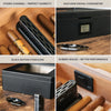 Matte black MAG Desktop Humidor with Spanish cedar inlay, digital hygrometer, and innovative Hydro Channel system