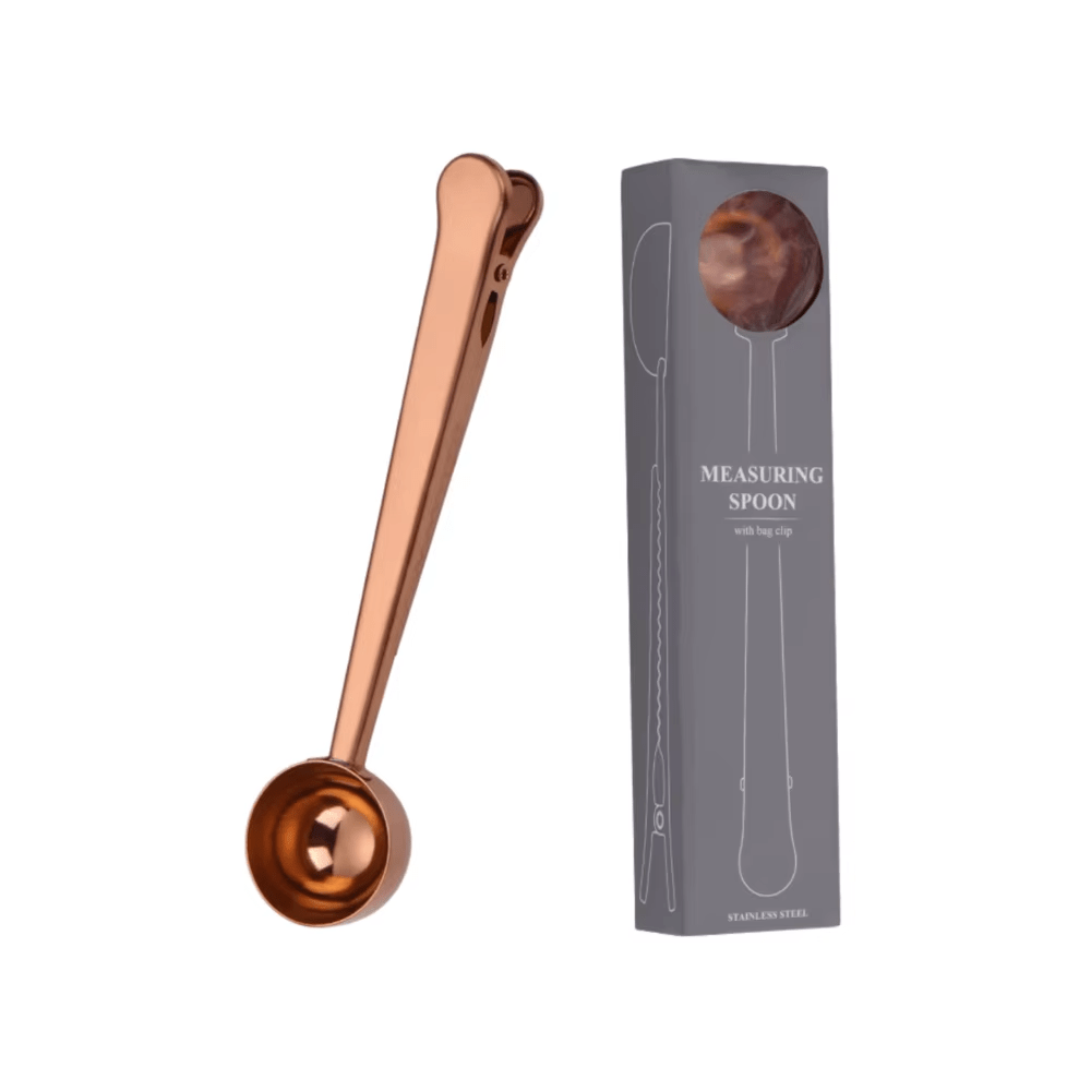 Stainless steel gourmet coffee spoon clip - 2-in-1 coffee scoop and bag sealer, essential barista kitchen tool