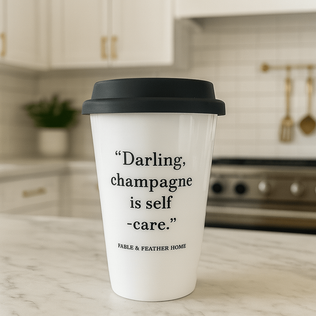 Darling, Champagne is Self-Care – Ceramic Travel Mug.