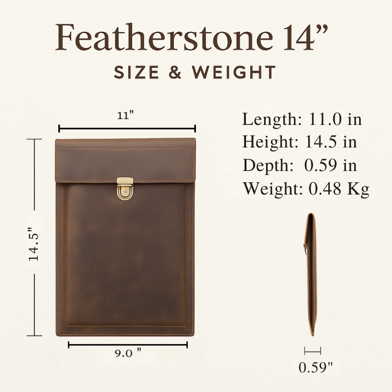 Luxury handcrafted leather laptop sleeve with vintage cowhide and Featherstone finish, perfect for elegant protection.