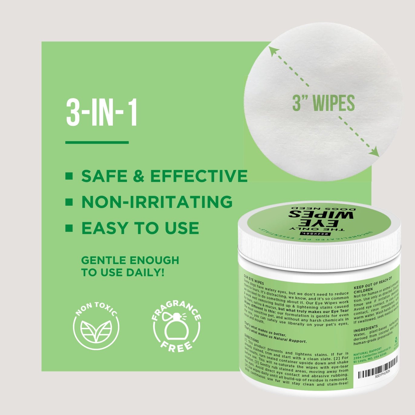 Eye Wipes by Natural Rapport for gentle and effective cleansing of sensitive eyes