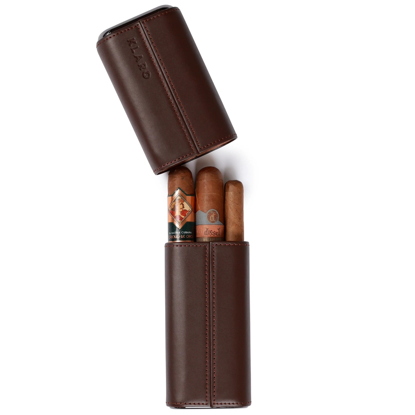 Premium 3 Cigar Travel Case - Cocoa Brown.