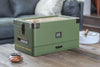 Military cigar humidor with 100 capacity, durable rugged tank style and glass-top cedar storage box for cigars
