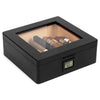 Matte black MAG Desktop Humidor with Spanish cedar inlay, digital hygrometer, and innovative Hydro Channel system