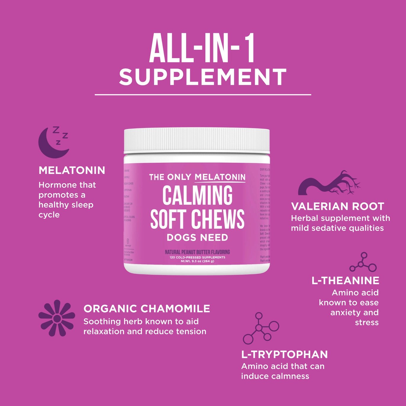 Natural calming pet chews designed to soothe and relax your furry companion effectively.