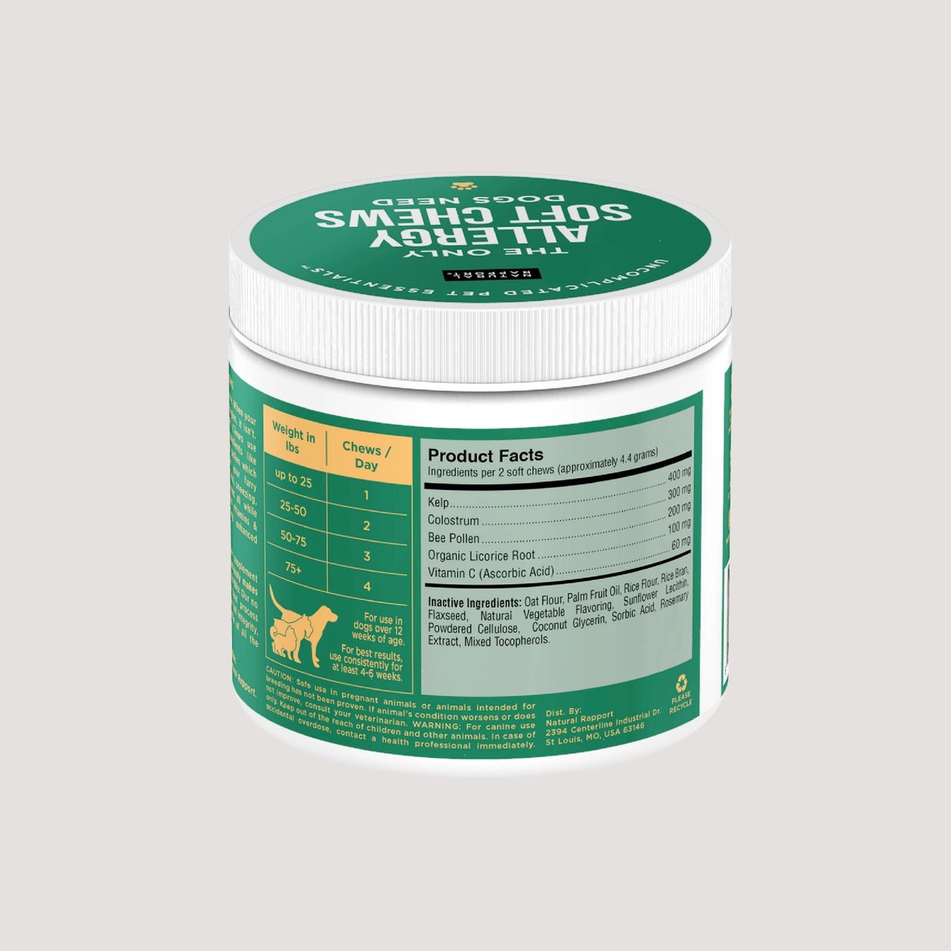 Natural Allergy relief with Natural Rapport Allergy Soft Chews for effective and gentle allergy support.