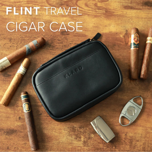 Luxury Italian leather cigar travel case Flint, portable men's travel holder, premium luxury cigar accessories