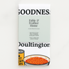 Spaghetti Hoops in Royal Doultlington – Funny Tea Towel folded with the belly band on it