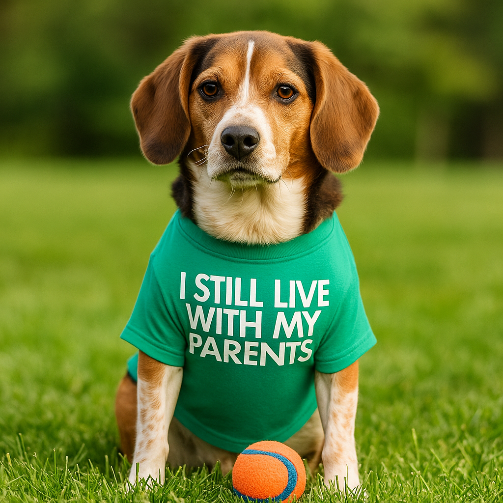 “I Still Live With My Parents” – Funny Dog Tee.