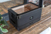 Luxury Military Humidor Cabinet featuring black ash, gold accents, PEG-organized drawers, and Hydro Tray humidity control.