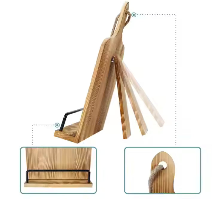 Wooden cookbook stand,easy to use kitchen recipe holder,culinary accessory for tablet and cookbooks
