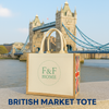 British Market Tote Union Jack edition, eco-friendly reusable jute cotton bag for shopping