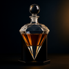Diamond-Cut Crystal Decanter with Wood Base.