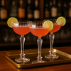 Delphine elegant cocktail glass collection featuring coupe and martini glasses perfect for luxury bar cart glassware