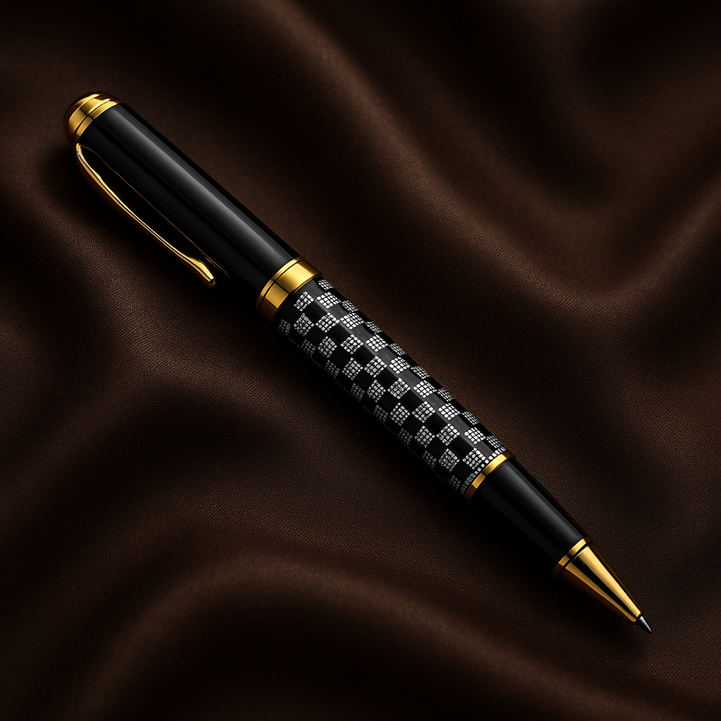 Luxury black and gold roller pen, executive heavy metal gel pen, premium gift writing instrument
