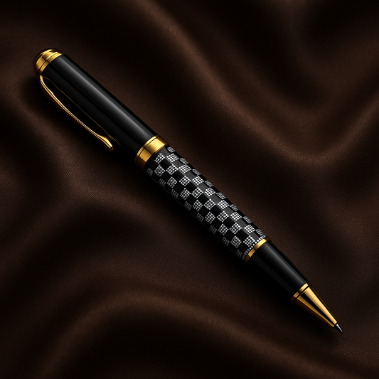 Luxury black and gold roller pen, executive heavy metal gel pen, premium gift writing instrument