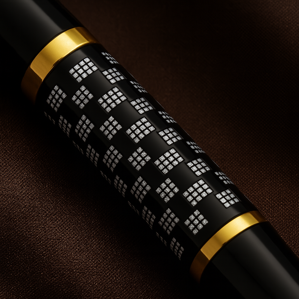 Luxury black and gold roller pen, executive heavy metal gel pen, premium gift writing instrument